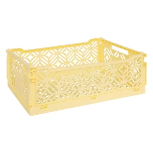 CAGETTE DE RANGEMENT PLIABLE EN PLASTIQUE-ARRY-JAUNE-40X30X15CM