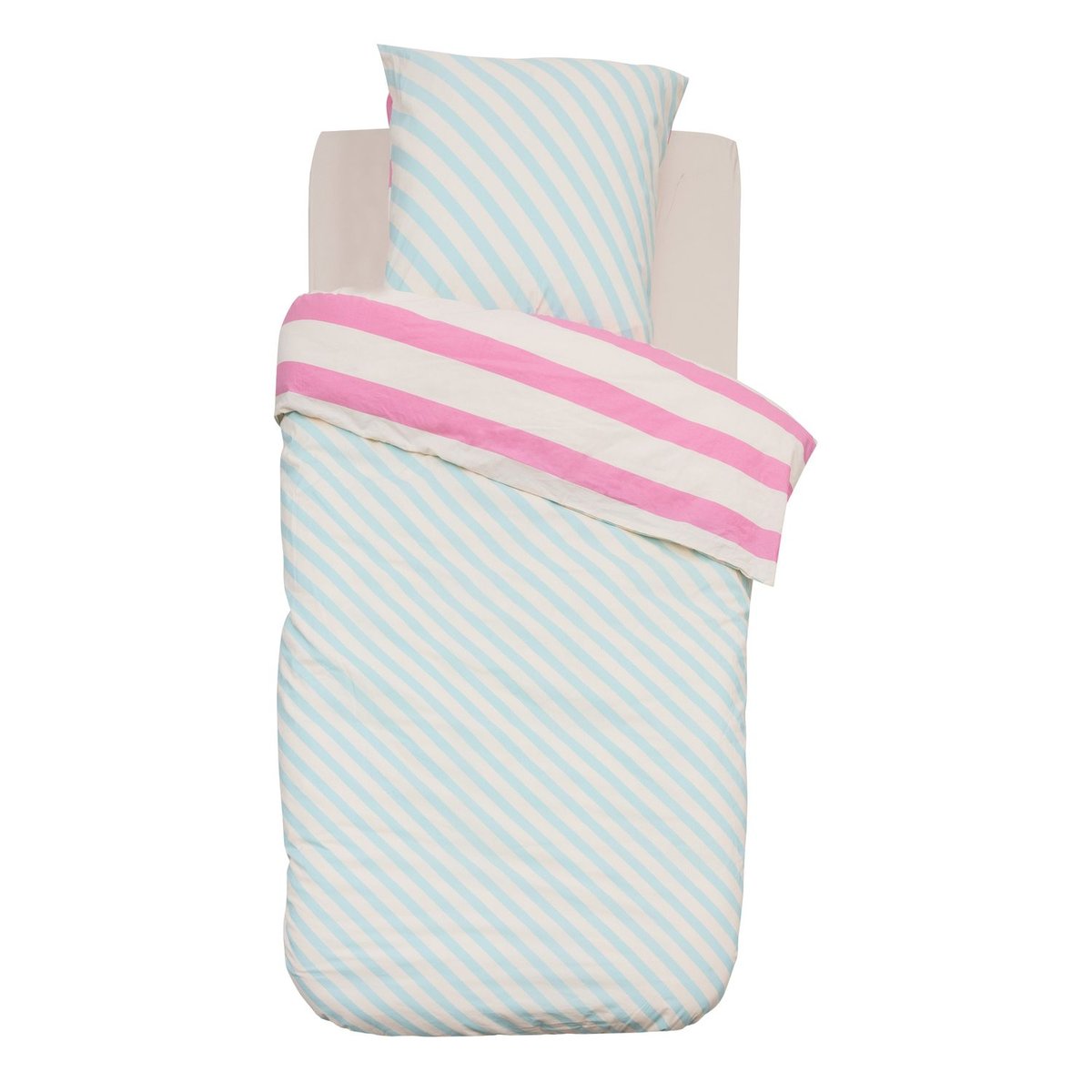 Parure de lit-2pcs:hc 200x140cm/1taie 63x63cm coton 57 fils azel kids-rose-beige – Image 5