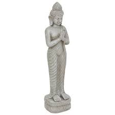 Statue bouddha debout sur socle en resine-100cm-sakin-gris