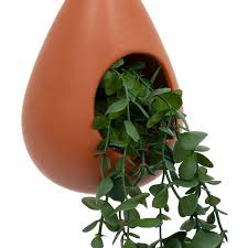 Plante artificielle lierre a suspendre pot en ceramique-marron – Image 2