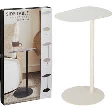Table d'appoint ovale-35x25x53cm-tout en métal sable