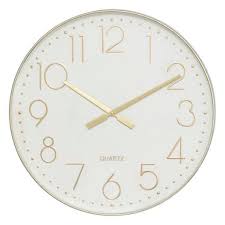 HORLOGE MURALE EN PLASTIQUE-51CM-LAURE-BEIGE DORE