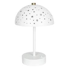 Lampe de chevet enfant-1x26cm-tout en métal-blanc-forme champignon