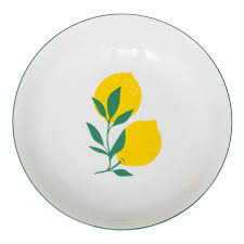 ASSIETTE CREUSE RONDE-20CM-EN PORCELAINE-MOTIF CITRON JAUNE