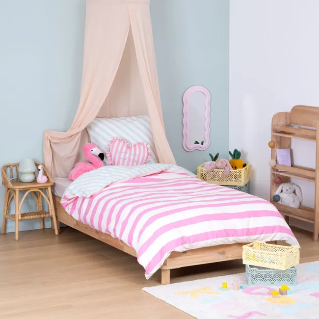Parure de lit-2pcs:hc 200x140cm/1taie 63x63cm coton 57 fils azel kids-rose-beige – Image 6