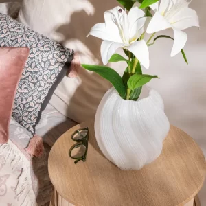 Vase en verre-21x17cm-valma-blanc-rayures