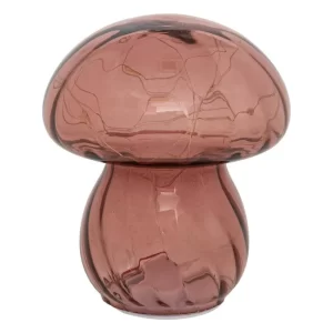 LAMPE DE CHEVET A LED-EN VERRE-FORME CHAMPIGNON-15CM-ROSE