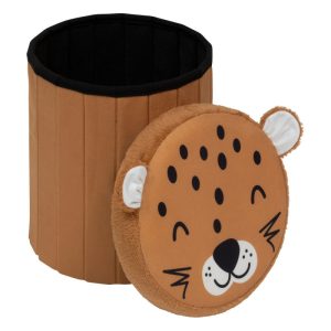 POUF BOITE DE RANGEMENT ROND-30X36CM-ANOKI KIDS-LEOPARD