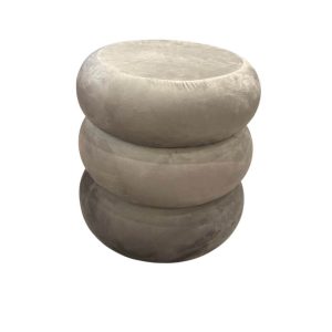 Pouf en tissus velours rond-38x40cm-3 niveaux gris/ fonce