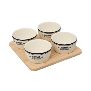 SET APPERITIF-5PCS-4 COUPELLES+PLATEAU EN BAMBOU