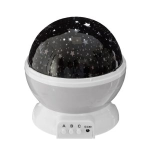 Lampe de chevet projecteur pour enfant a pile/usb projection etoiles-gris
