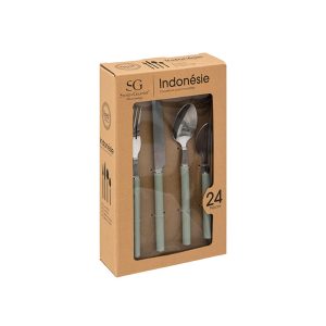 MENAGERE-24PCS-EN INOX INDONESIE-VERT