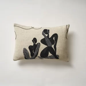 COUSSIN DECORATIF-30X50CM-BLANC NOIR