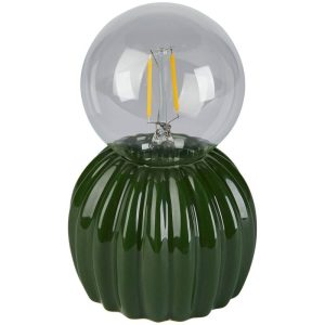 Lampe de chevet-15x19cm-base en céramique forme cactus-vert-abj ampoule