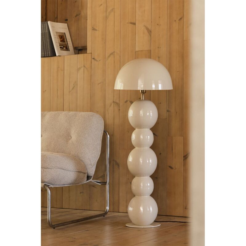 Lampe de sol-115cm-tout en métal-5 boules crème brillant