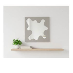 Miroir-40x40x1,5cm-cadre design-gris clair