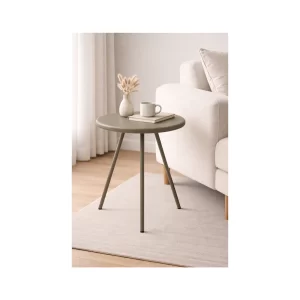 Table d'appoint ronde en métal 3 pieds-49x55cm-vert fonce mat