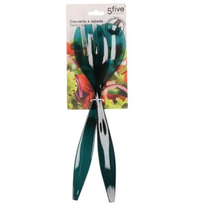 COUVERT A SALADE EN PLASTIQUE-2PCS-29CM-BLEU PETROLE
