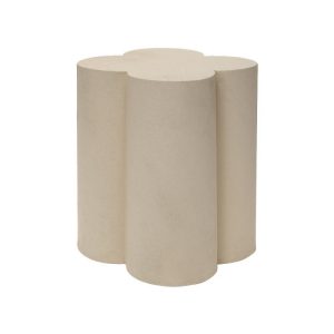 Tabouret trèfle en métal-37x37x40cm-creme mat