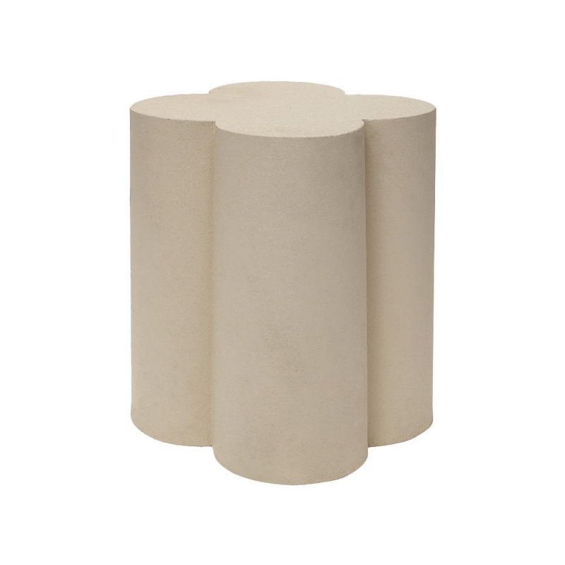 Tabouret trèfle en métal-37x37x40cm-creme mat