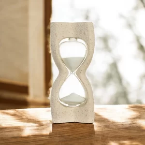 Sablier en résine/verre-10x7x22,7cm-beige