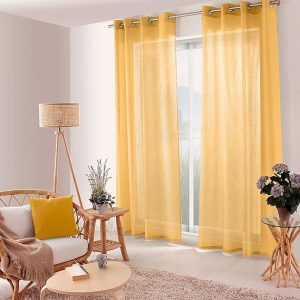 RIDEAU PRET A POSER-140X280CM-VOILAGE-MOUTARDE