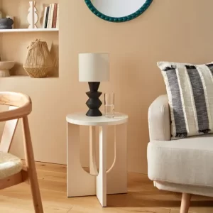 Lampe de table -40cm-base en acier céramique noir abj beige