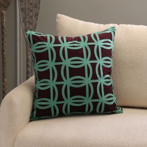 Coussin décoratif-50x50cm-dehoussable avec broderie Burgundy-vert