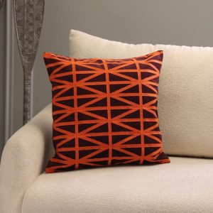 Coussin décoratif-50x50cm-dehoussable avec broderie Burgundy-orange
