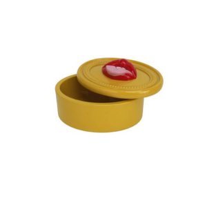 Boite en résine +couvercle-16x12x9cm-motif lèvre-jaune-rouge-rose