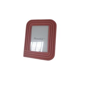 Cadre photo-21x26x0,9cm-bois motif sillons-rose corail