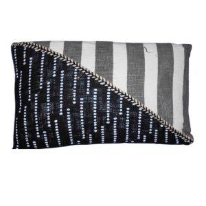 Coussin decoratif-30x50cm-dehoussable en coton-noir-blanc-gris