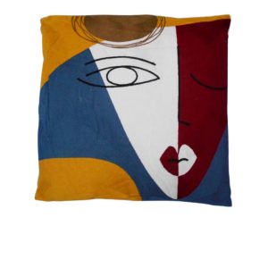 Coussin decoratif-45x45cm-motif visage de femme abstrait multi