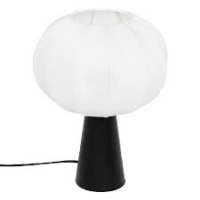 Lampe de table-34cm-base en métal-noir-abj en textile-blanc