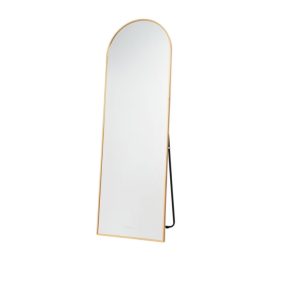 Miroir sur pied et murale-167x55x27cm-semi-ovale cadre dore