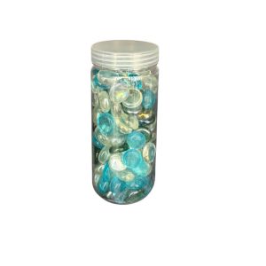 Pierre décorative en verre-600g/1,8-2,2cm-bleu-vert-transparent