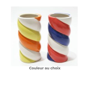 Vase en ceramique-10,6x20,2cm-forme torsade multi ASST