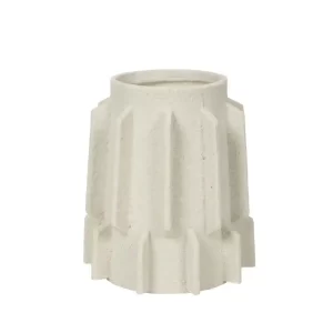 Vase en resine-15,5x15x18cm-abstrait-beige fonce
