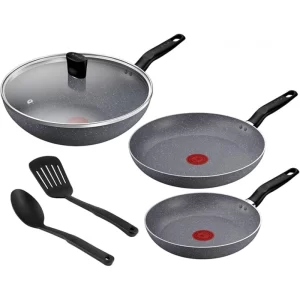 Batterie de cuisine Tefal-6pcs-natura effet marbre-gris