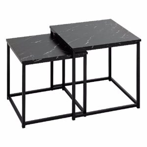 Table d'appoint carre en métal-2pcs-H36/40cm-jones-noir