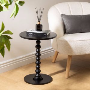 Table d'appoint ronde en bois-50x38cm-alix-noir