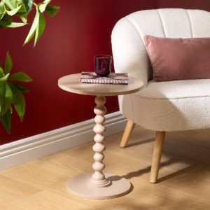Table d'appoint ronde en bois-50x38cm-alix-beige-noisette