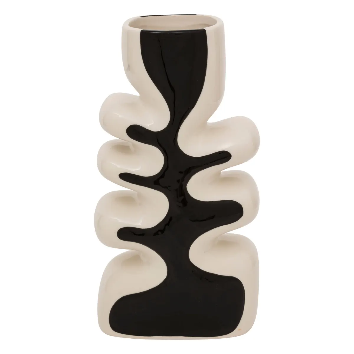 Vase en céramique -28cm-vagues-noir-blanc – Image 2