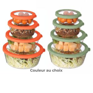 Boite de conservation en plastique ronde-4pcs-transparent ASST