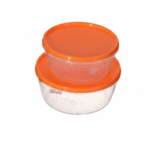 Boite de conservation en plastique ronde-2pcs-transparent-orange
