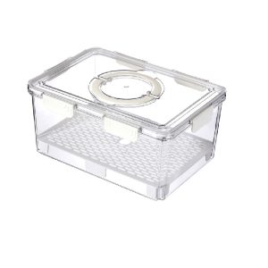 Boite de conservation en plastique transparent-blanc+passoire