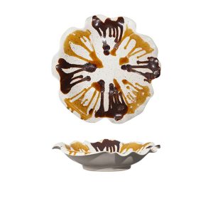 Centre de table en céramique rond-41,5x9cm-beige-marron