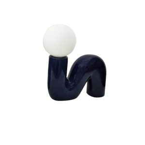 Lampe de table-13,5x23cm-en céramique-bleu fonce