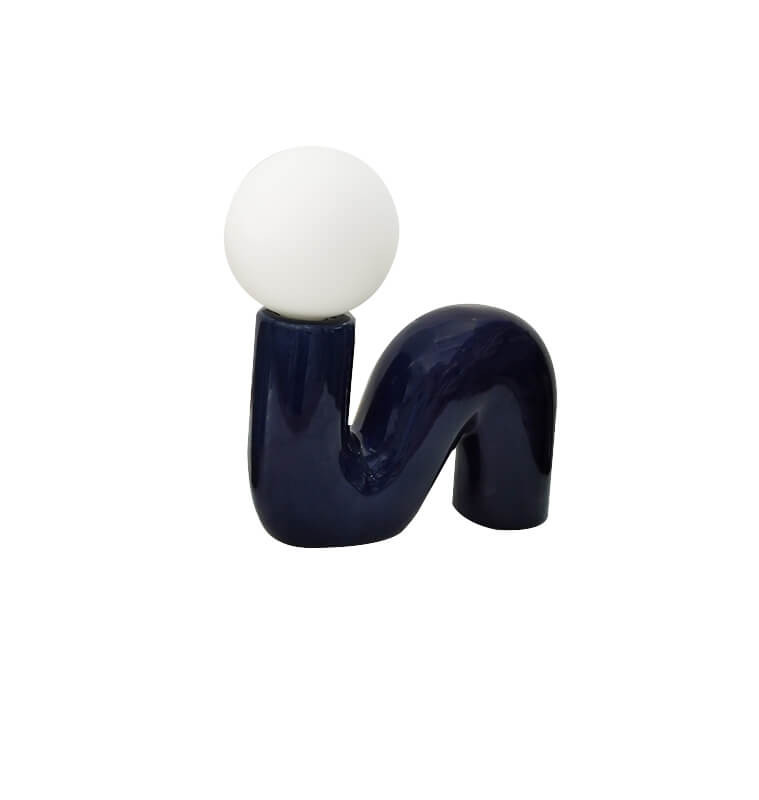 Lampe de table-13,5x23cm-en céramique-bleu fonce