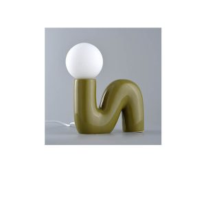 Lampe de table-13,5x23cm-en céramique-vert-kaki